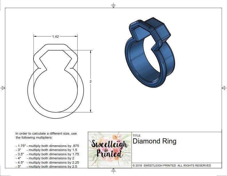 Diamond Ring Cookie Cutter - Sweetleigh 