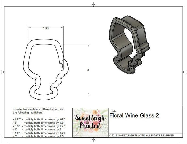 Floral Wine Glass with Straw Cookie Cutter - Sweetleigh