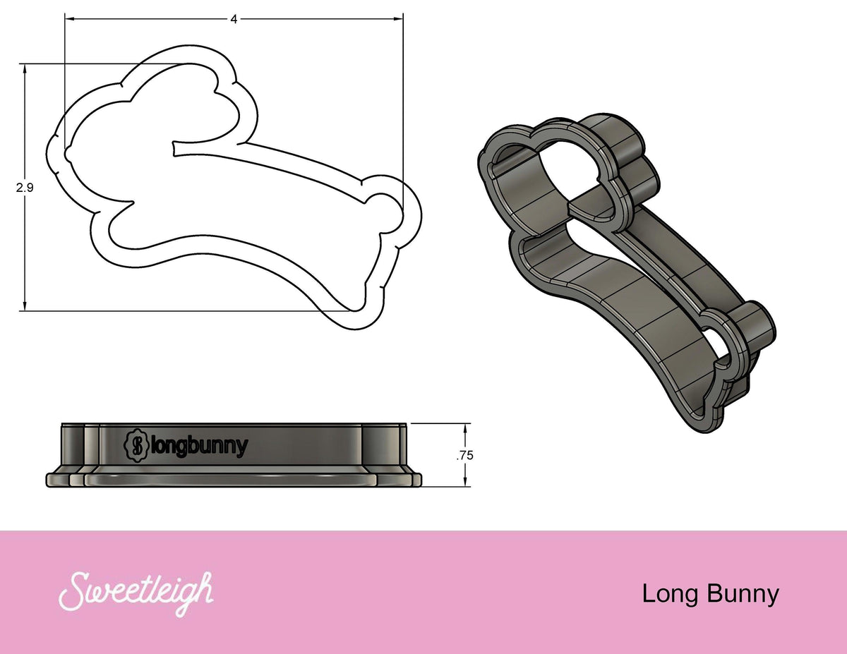 Long Bunny Cookie Cutter - Sweetleigh 
