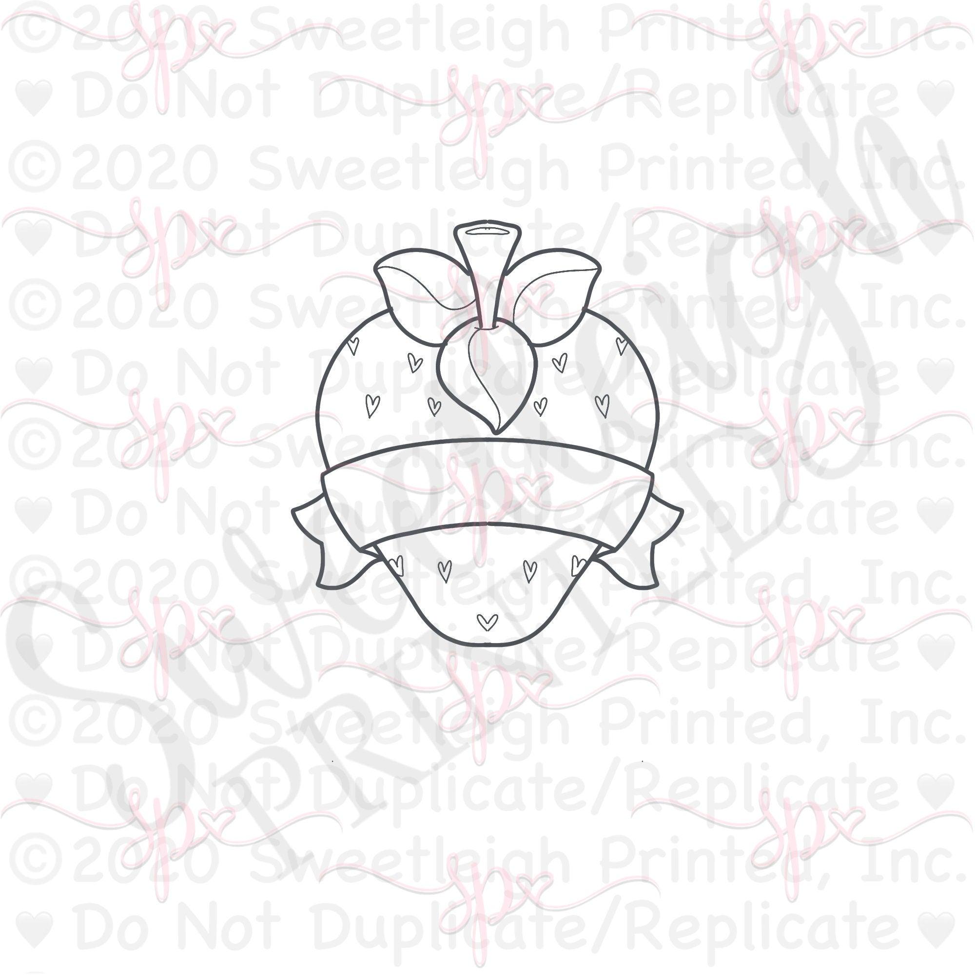 Strawberry with Banner Cookie Cutter - Sweetleigh 