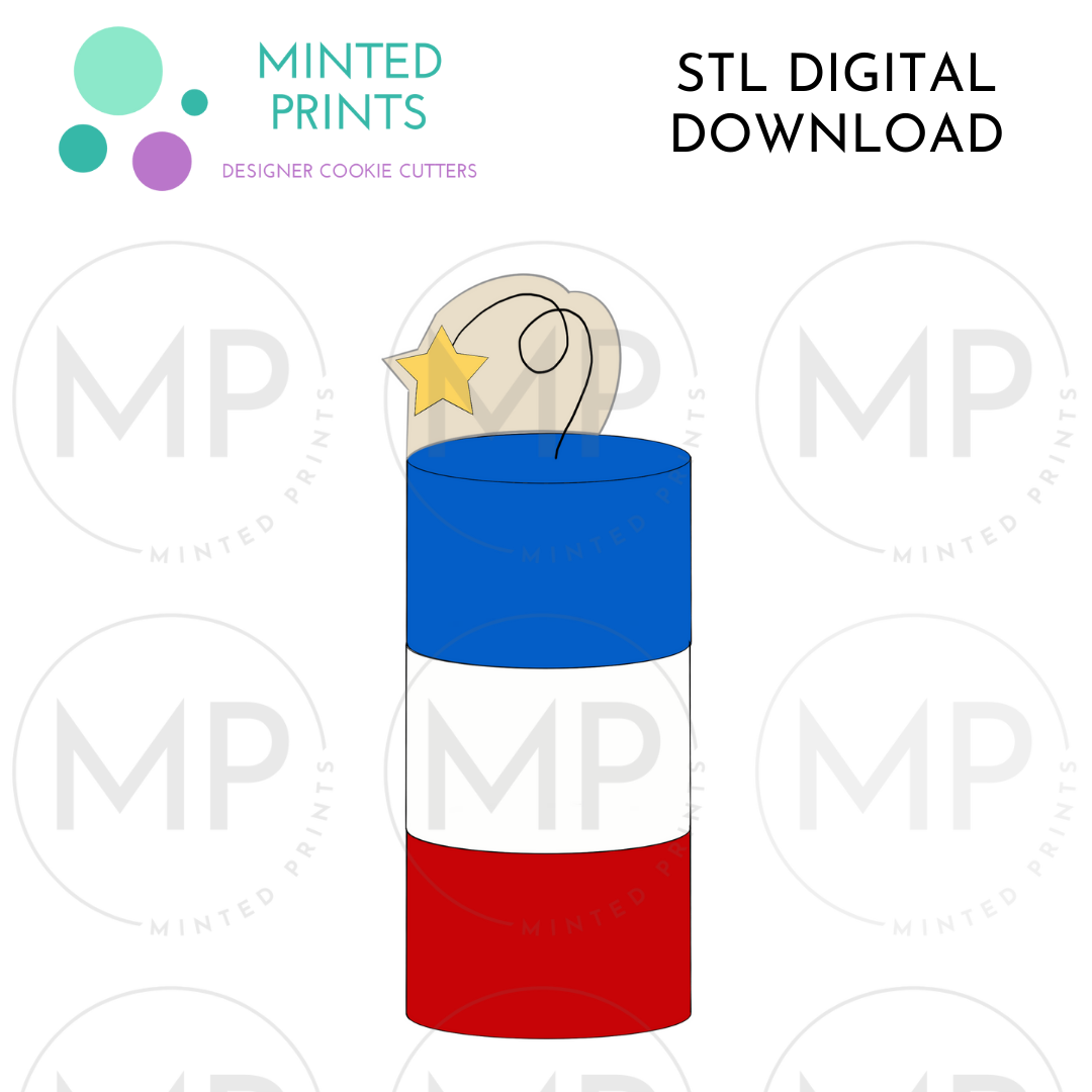 BYO Firecracker Set of 3 Cookie Cutter STL DIGITAL DOWNLOAD
