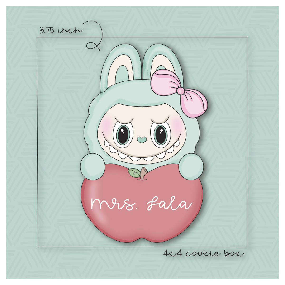 Girly Kawaii Labubu Apple Plaque Cookie Cutter