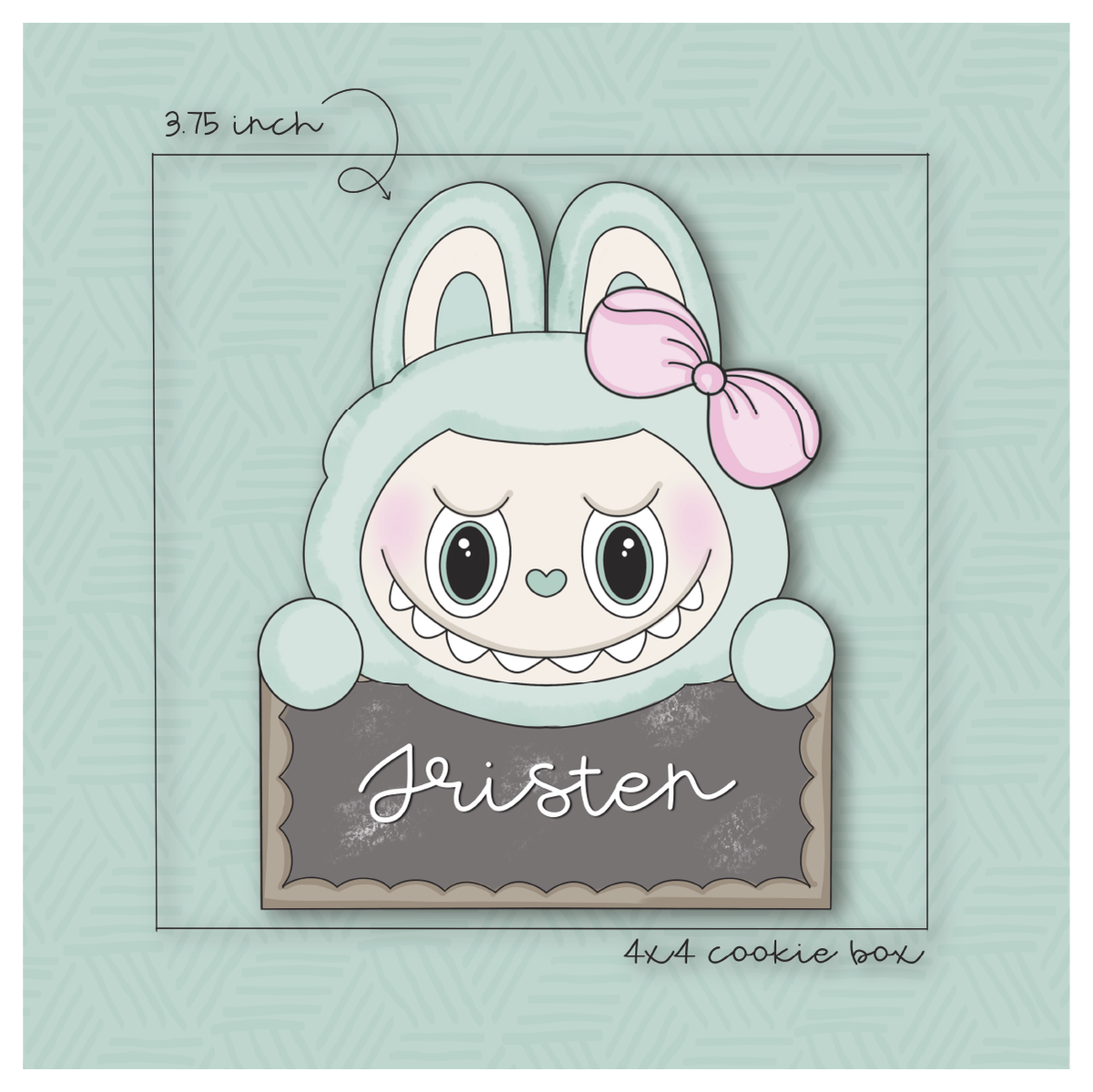 Girly Kawaii Labubu Chalkboard Plaque Cookie Cutter