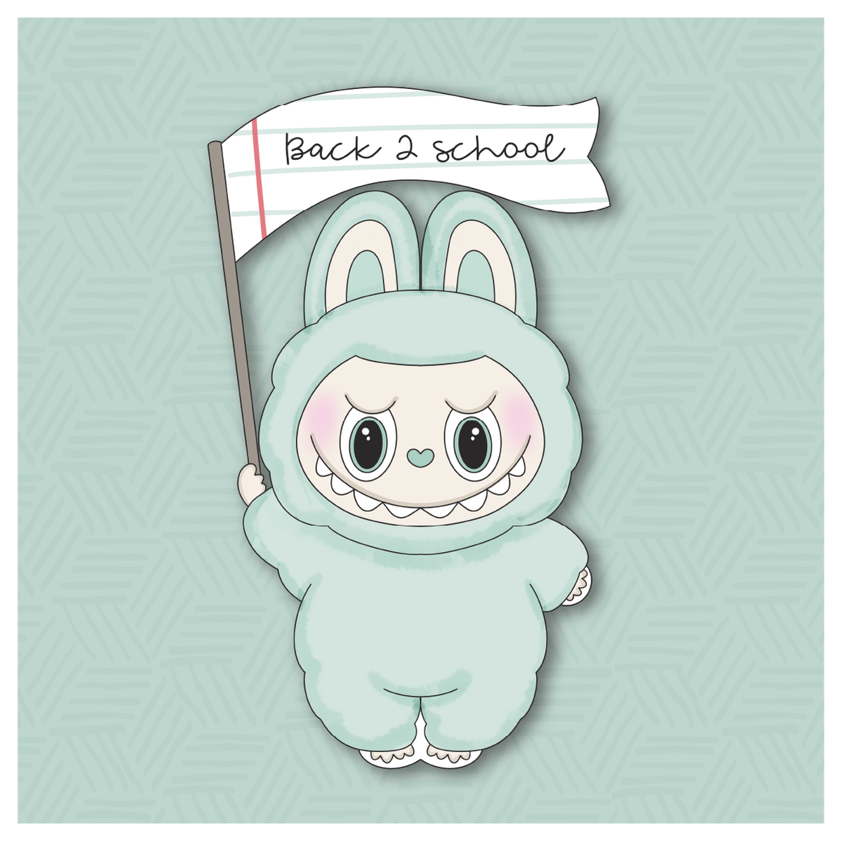 Kawaii Labubu with Pennant Cookie Cutter