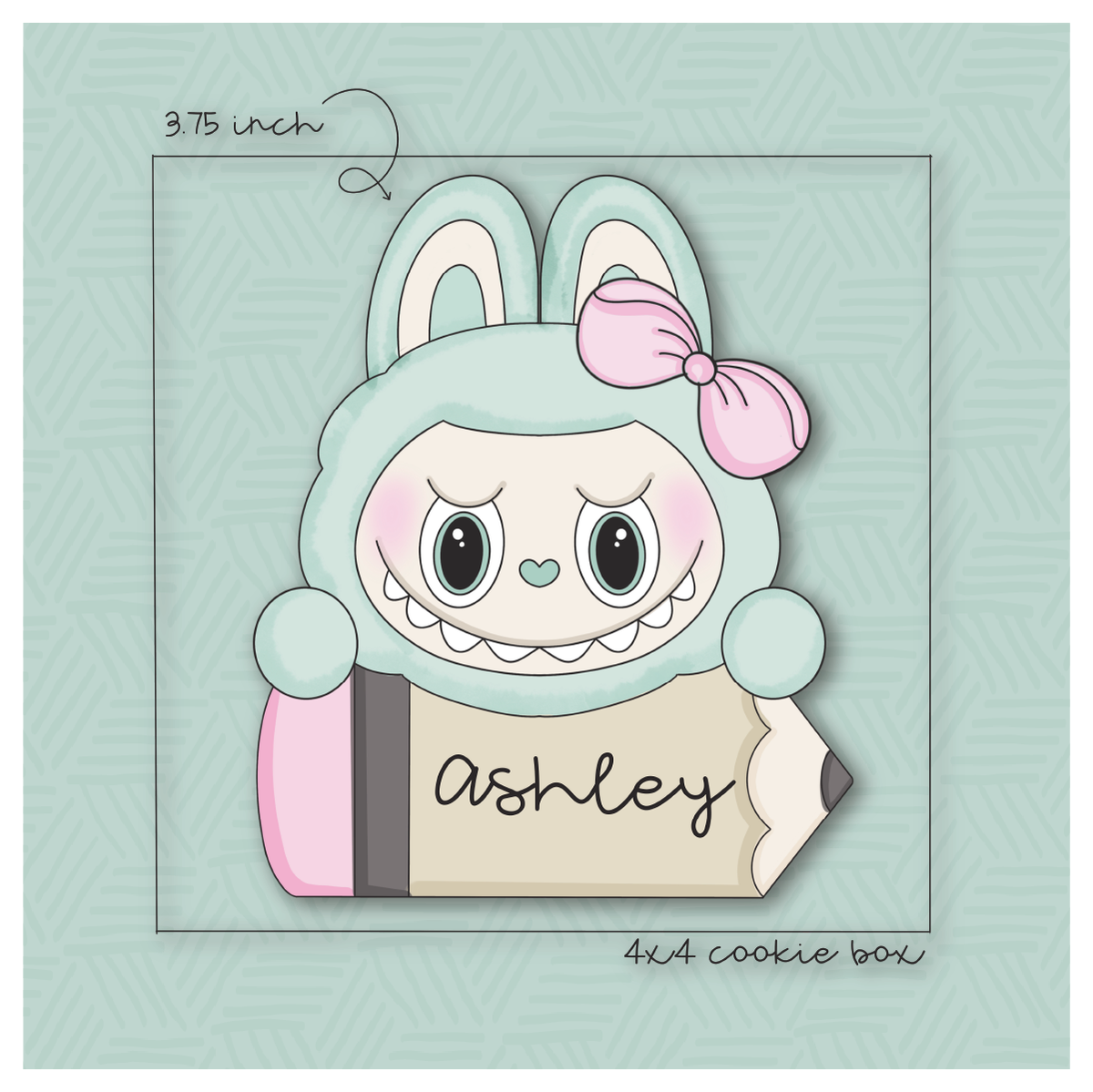 Girly Kawaii Labubu Pencil/Crayon Plaque Cookie Cutter