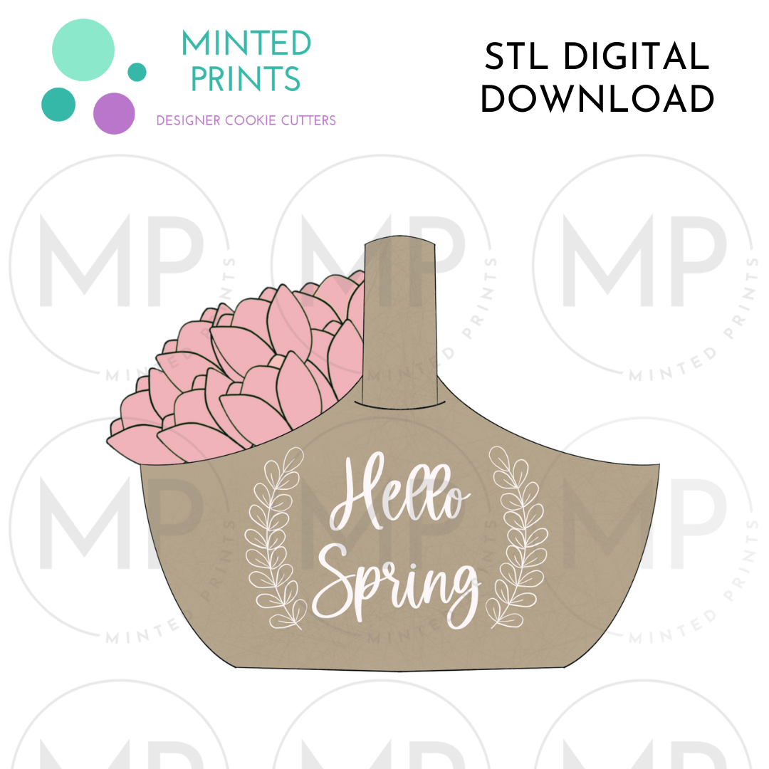 Basket of Flowers Cookie Cutter STL DIGITAL DOWNLOAD