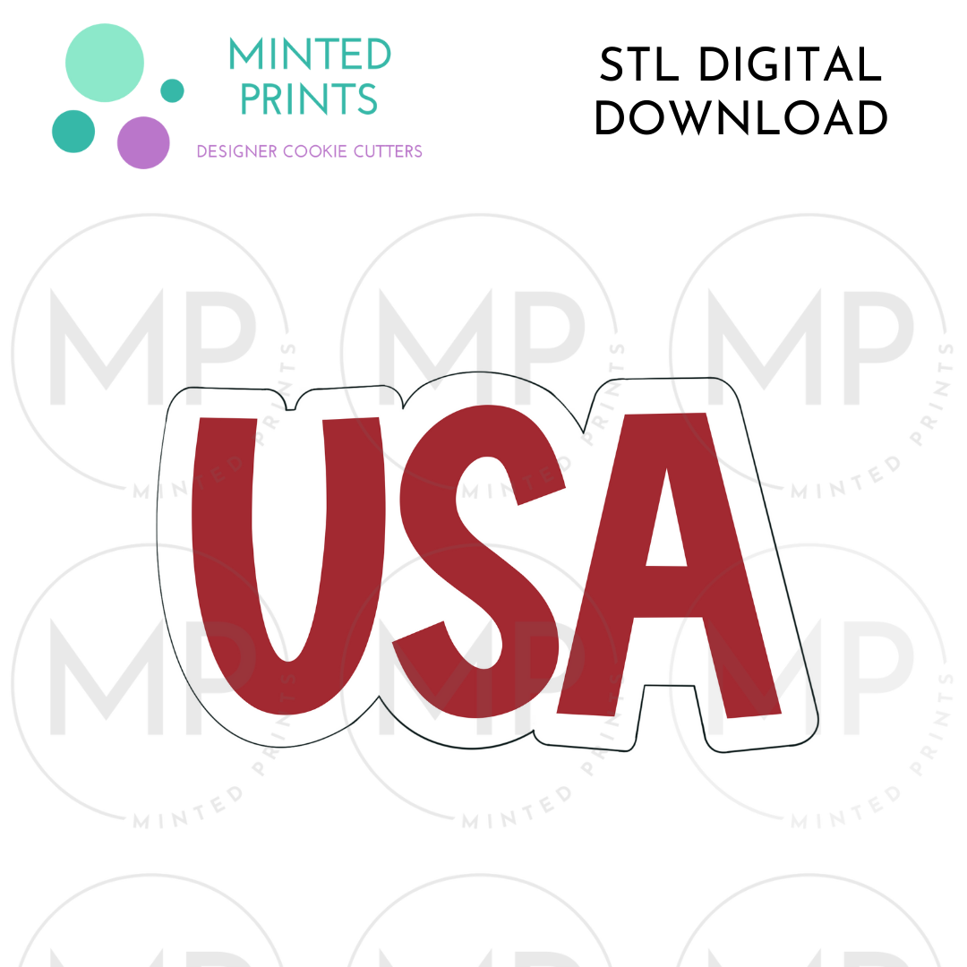 Block USA Script Cookie Cutter STL DIGITAL DOWNLOAD