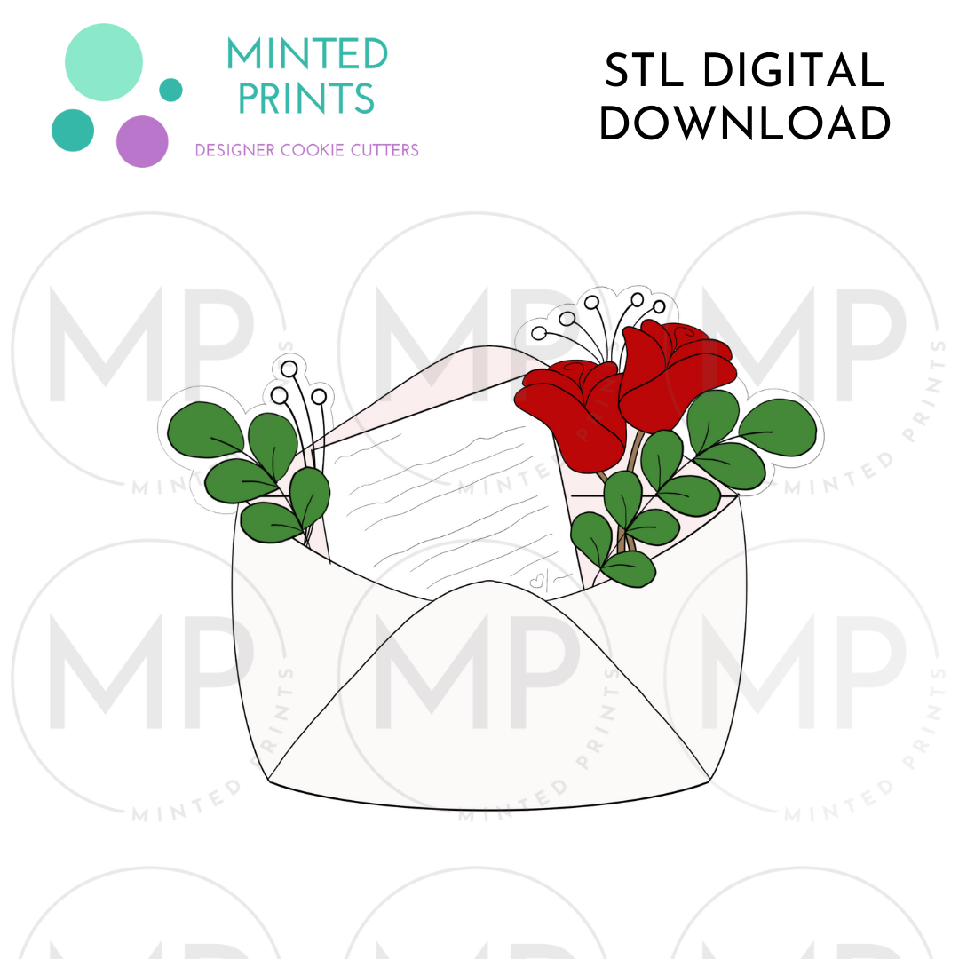 Blooming Love Letter Cookie Cutter STL DIGITAL DOWNLOAD