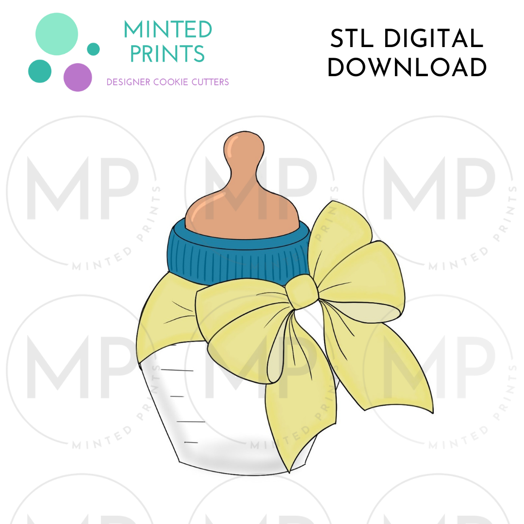 Baby Bottle with Bow Cookie Cutter STL DIGITAL DOWNLOAD