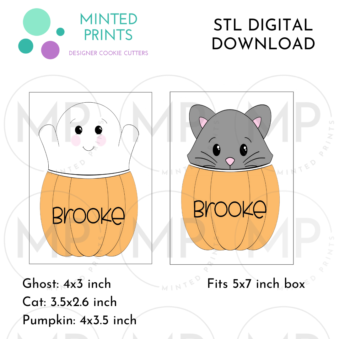 Cat and Ghost Pumpkin Puzzle Cookie Cutter STL DIGITAL DOWNLOAD