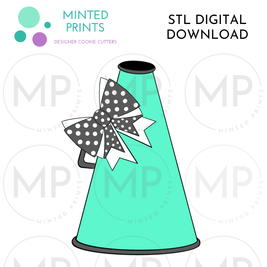 Cheer Cone with Bow Cookie Cutter STL DIGITAL DOWNLOAD