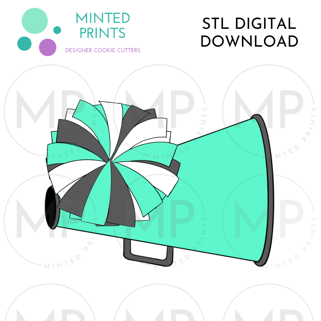 Cheer Cone with Pom Cookie Cutter STL DIGITAL DOWNLOAD