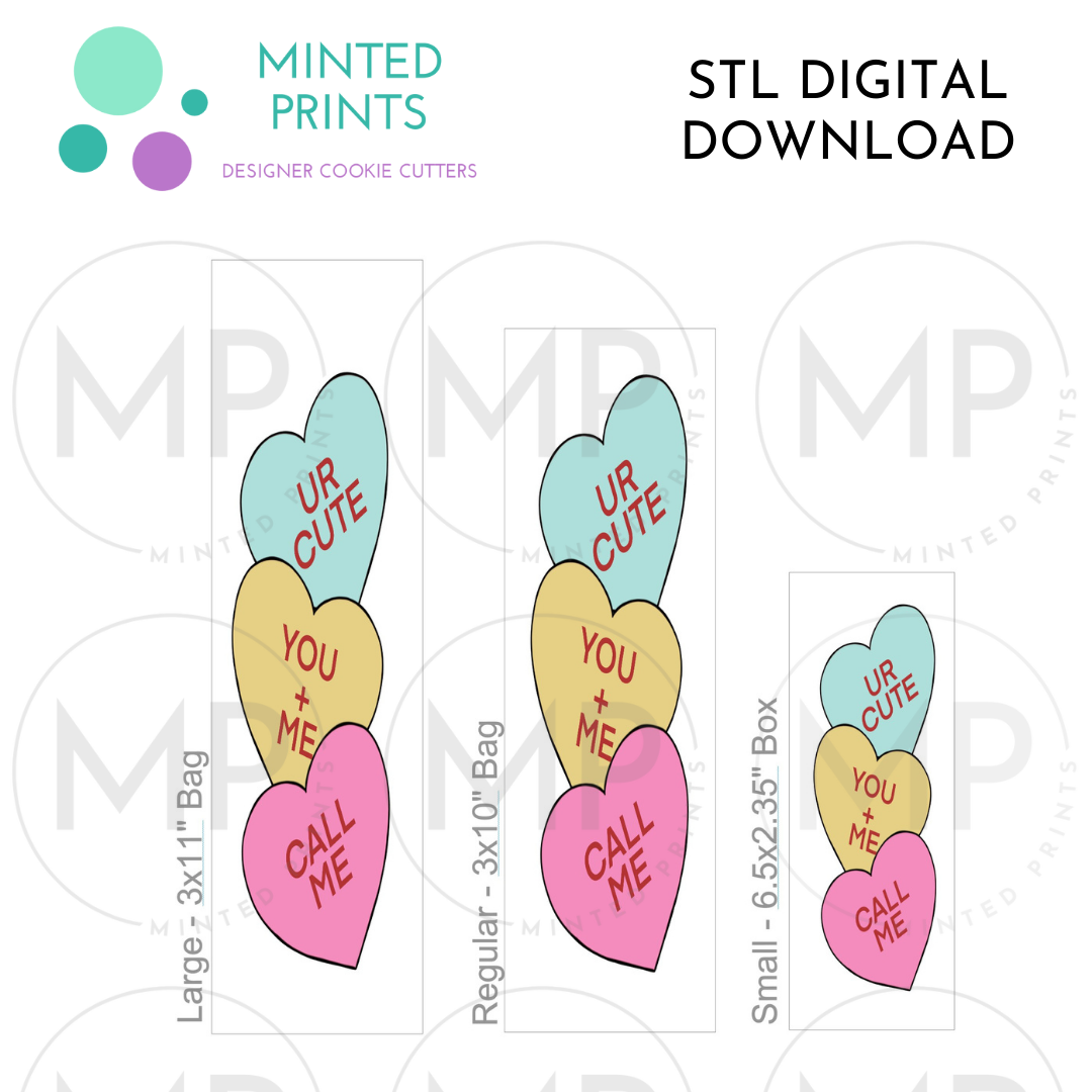 Conversation Heart Stack Stick Cookie Cutter STL DIGITAL DOWNLOAD