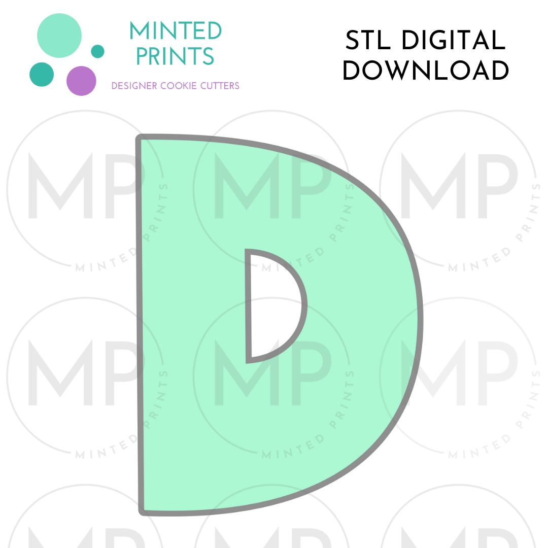 Letter D Cookie Cutter STL DIGITAL DOWNLOAD