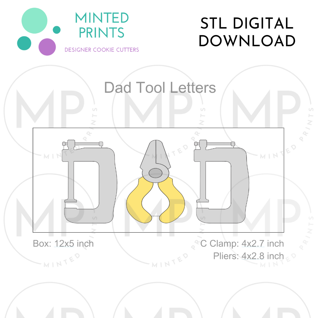 Dad Tool Letters (Set of 2) Cookie Cutter STL DIGITAL DOWNLOAD