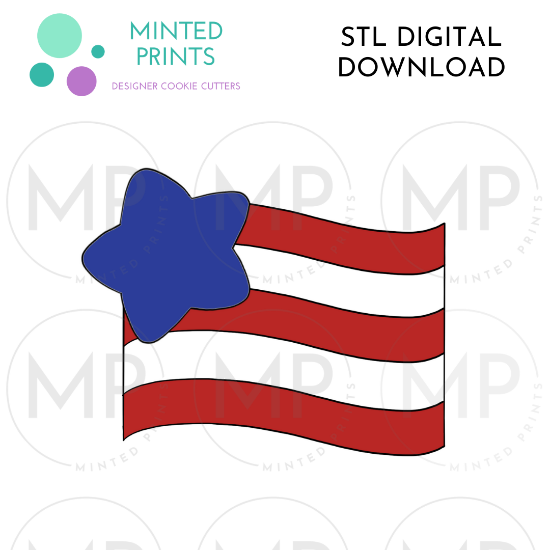 Flag with Star Cookie Cutter STL DIGITAL DOWNLOAD