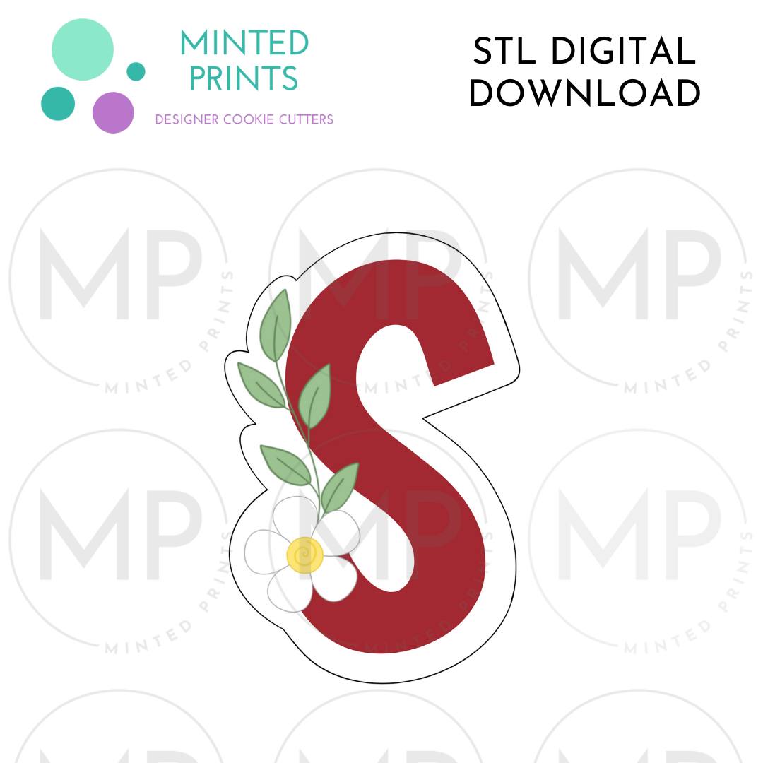 Floral S 2024 Cookie Cutter STL DIGITAL DOWNLOAD