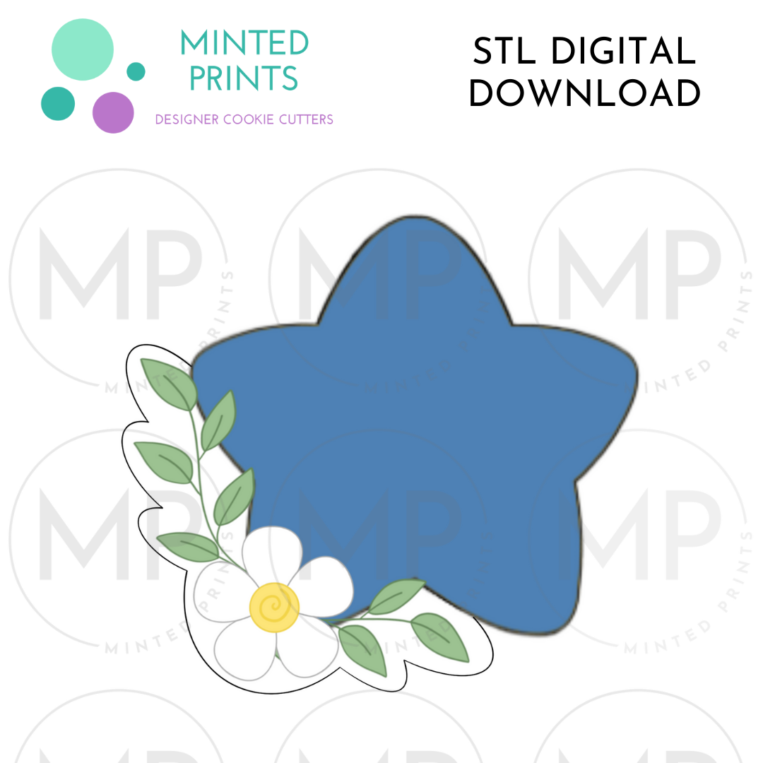 Floral Star Cookie Cutter STL DIGITAL DOWNLOAD