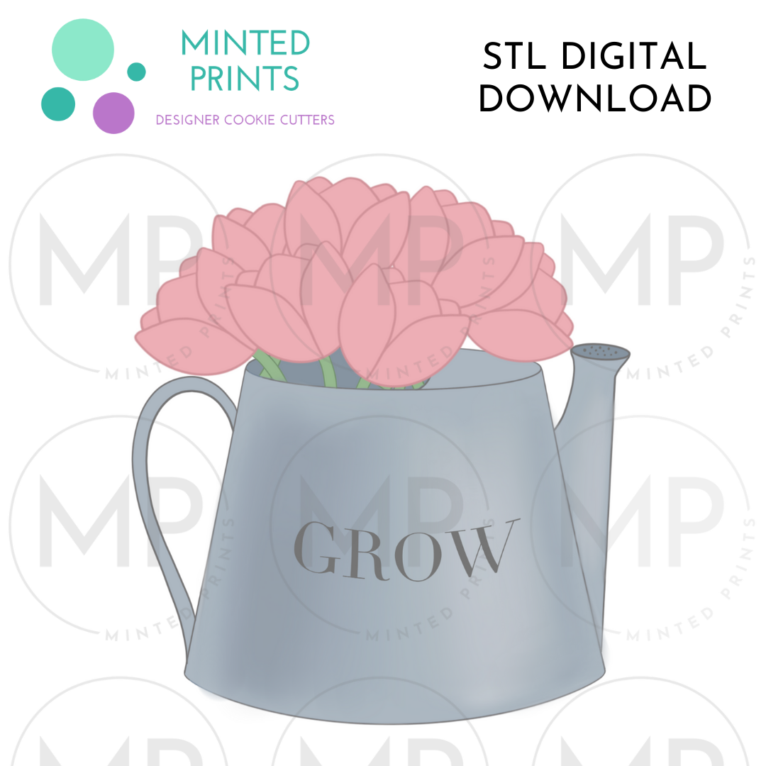 Watering Can with Flowers Cookie Cutter STL DIGITAL DOWNLOAD