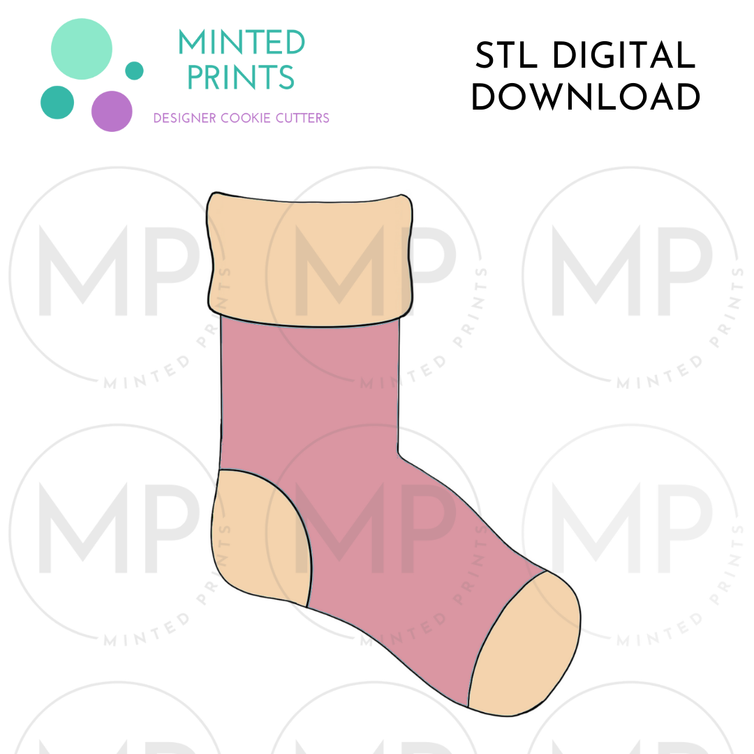 Fuzzy Sock Cookie Cutter STL DIGITAL DOWNLOAD