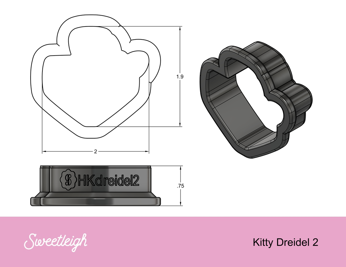 Kitty Dreidel 2 Cookie Cutter