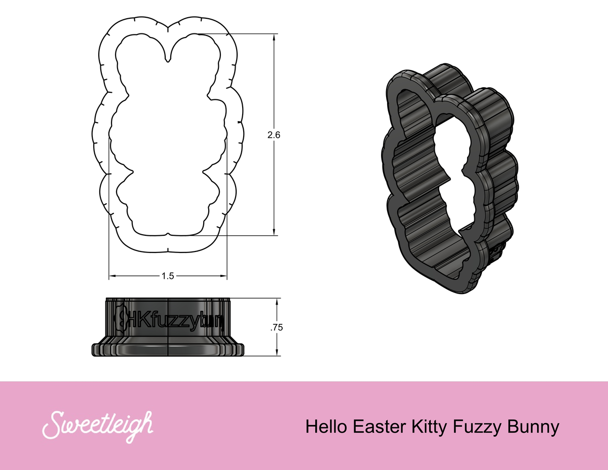 Hello Easter Kitty Fuzzy Bunny Cookie Cutter