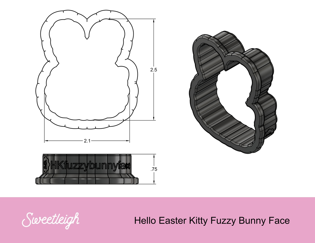 Hello Easter Kitty Fuzzy Bunny Face Cookie Cutter