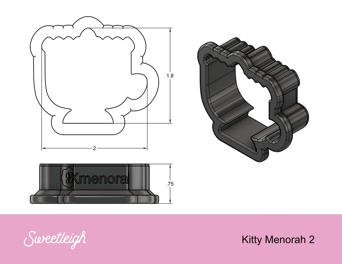 Kitty Menorah 2 Cookie Cutter