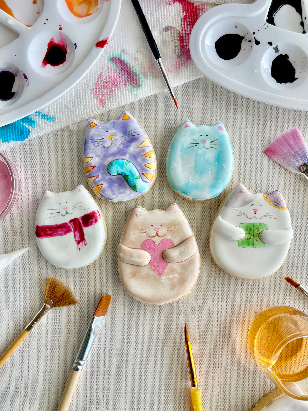 Lolly&#39;s Home Kitchen Watercolor Kitty Cats Cookie Cutter Set