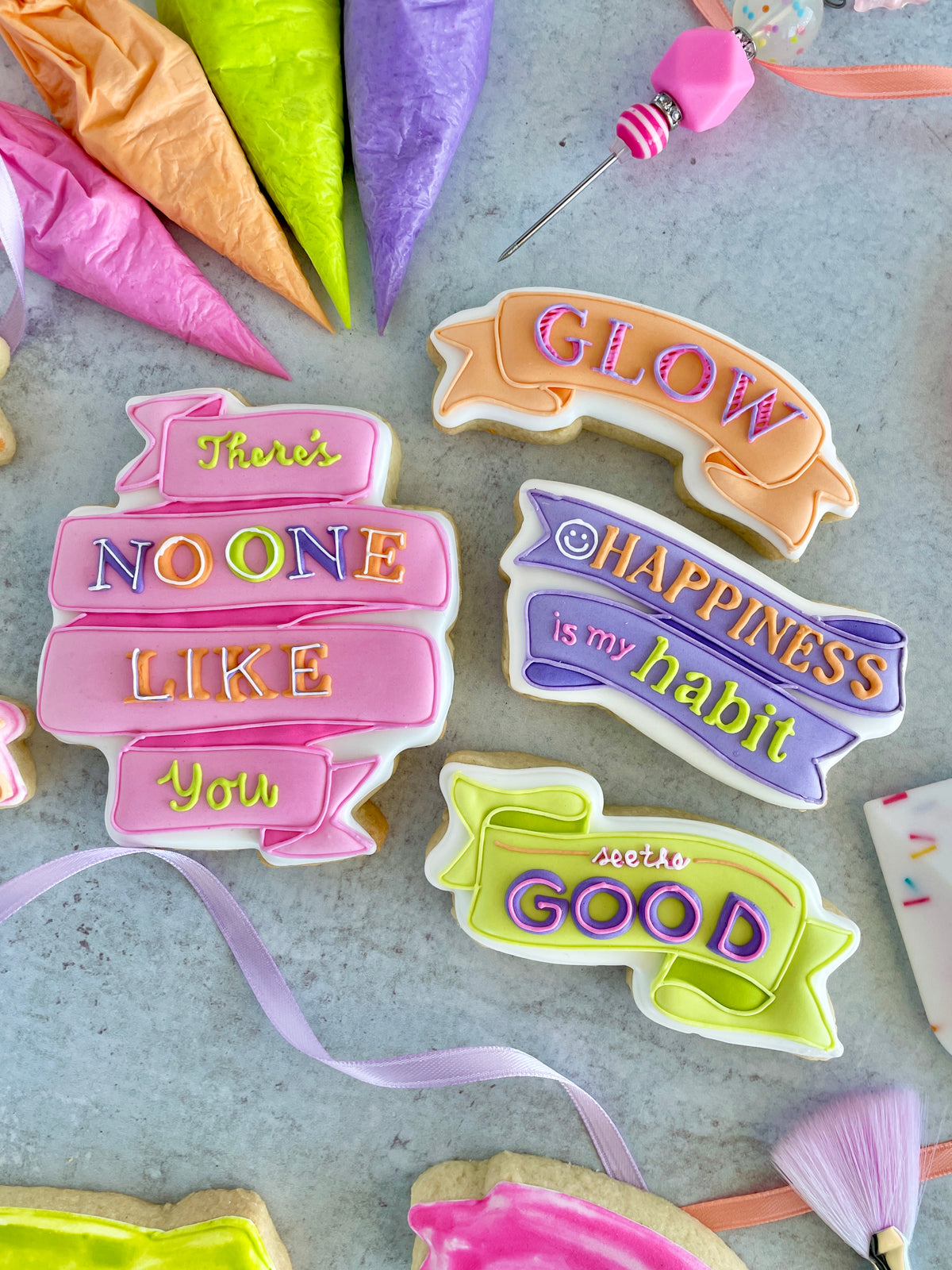 Lolly&#39;s Home Kitchen Lettered Ribbon Banner Beauties Cookie Cutter Set