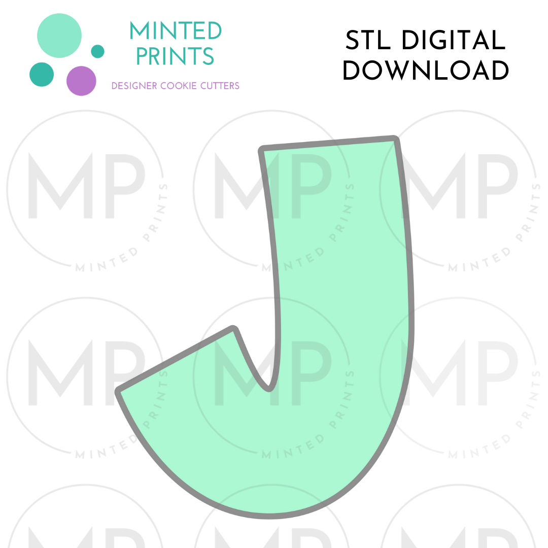 Letter J Cookie Cutter STL DIGITAL DOWNLOAD