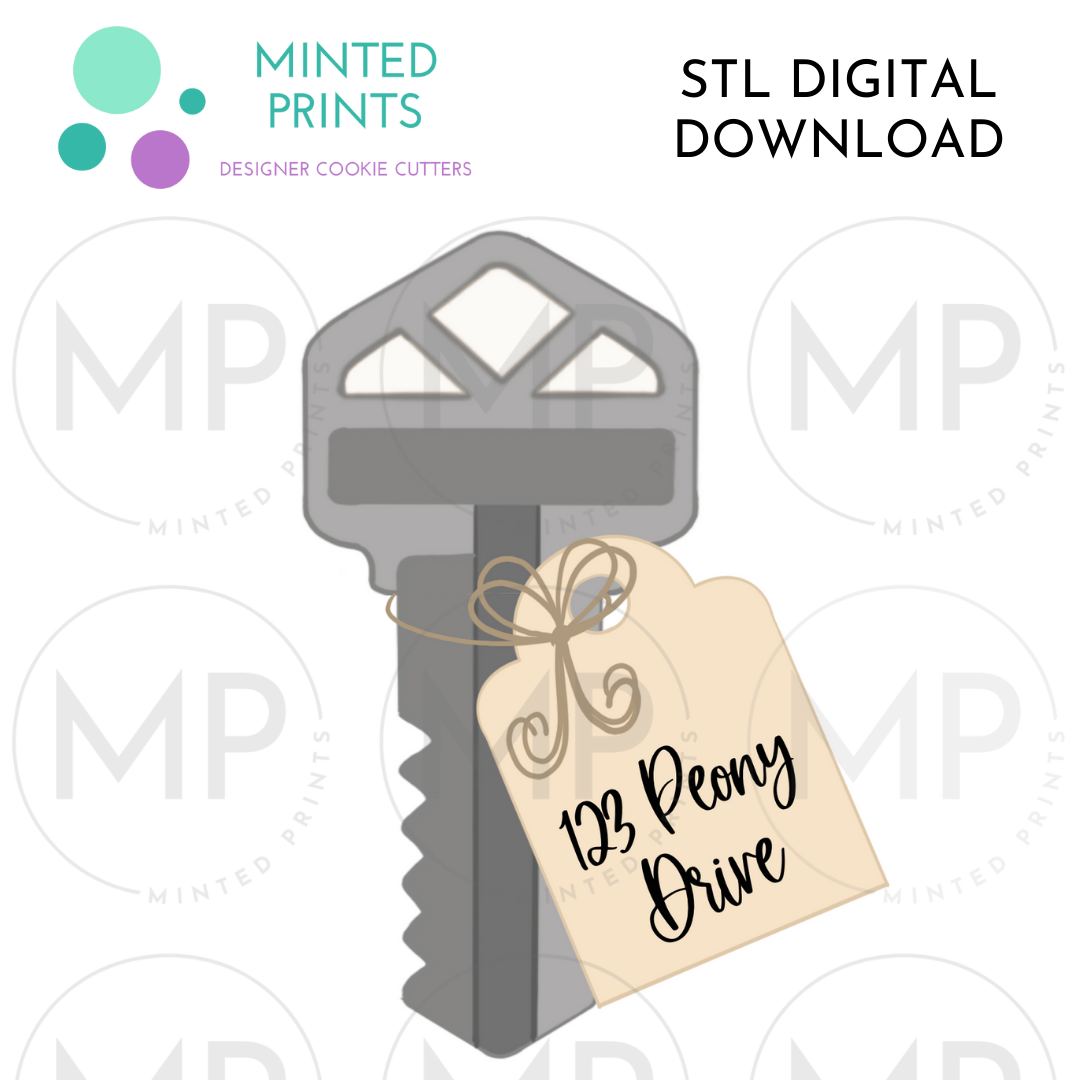 Key with Tag Cookie Cutter STL DIGITAL DOWNLOAD