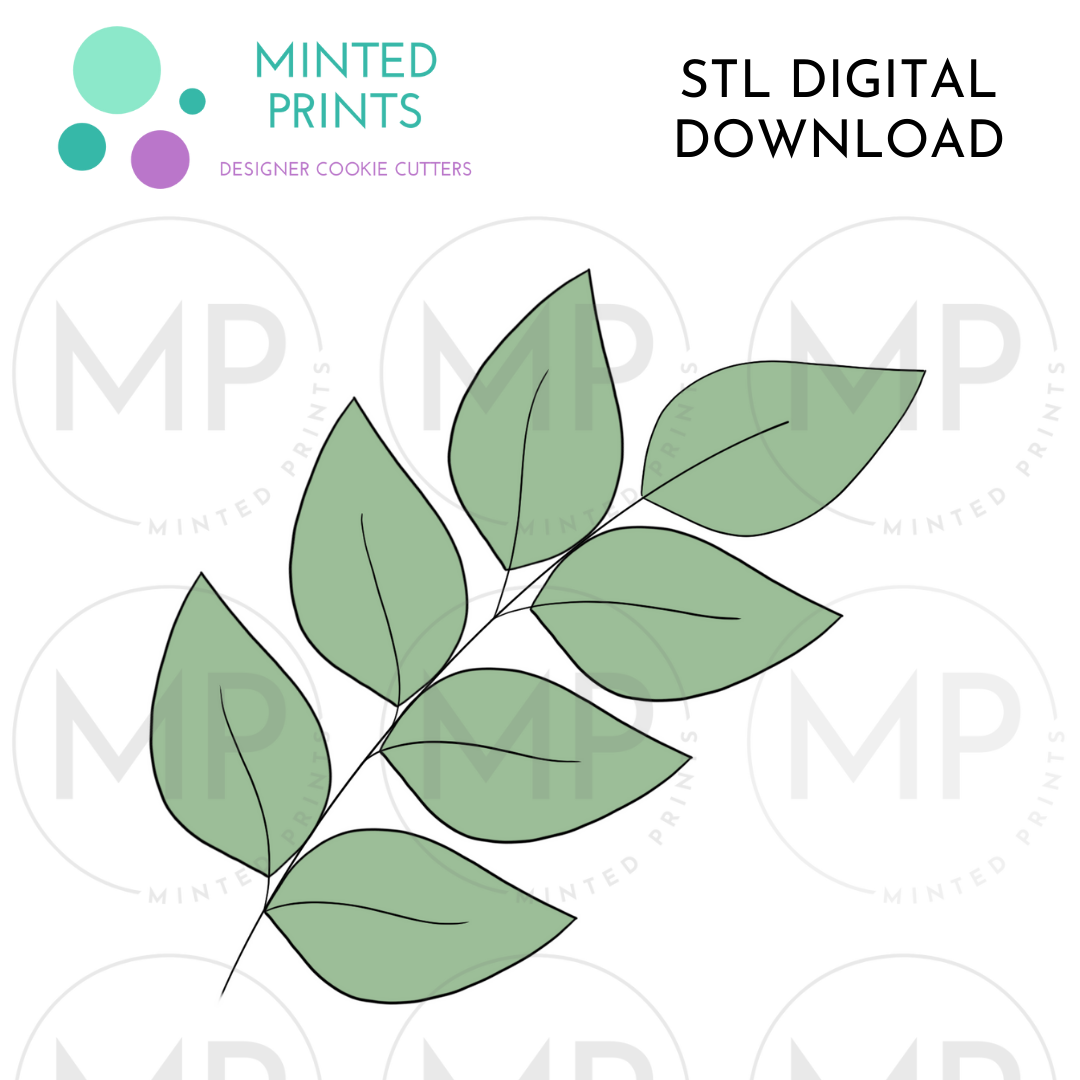 Leaf Sprig Cookie Cutter STL DIGITAL DOWNLOAD