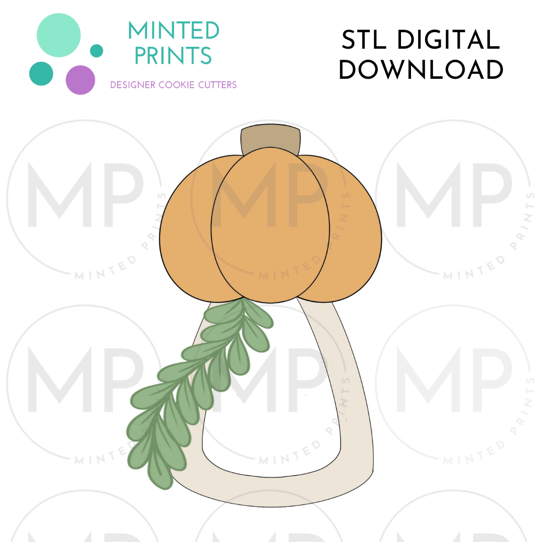Leafy Pumpkin Rattle Cookie Cutter STL DIGITAL DOWNLOAD