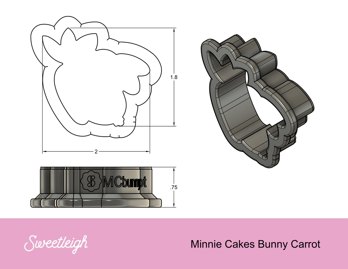 Bunny with Carrot Cookie Cutter by Minnie Cakes