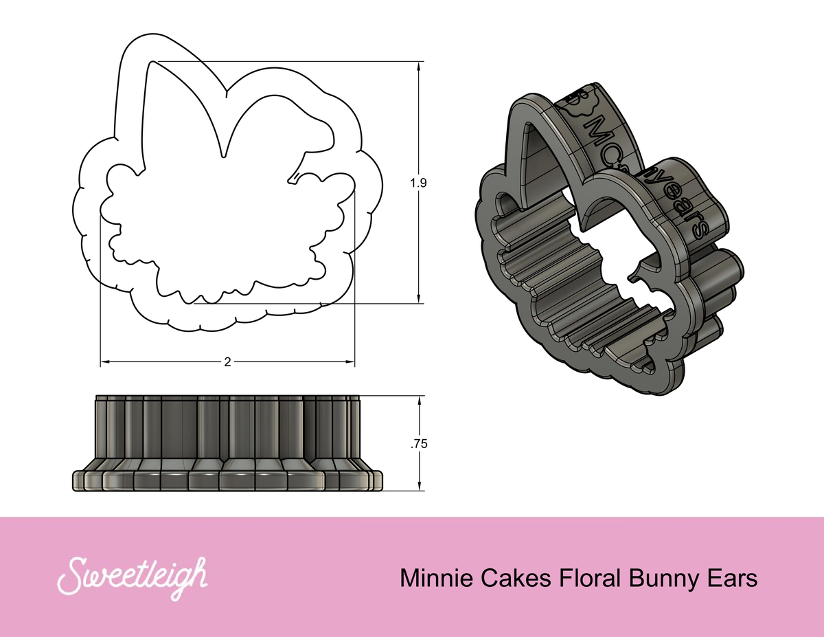 Floral Bunny Ears Cookie Cutter by Minnie Cakes