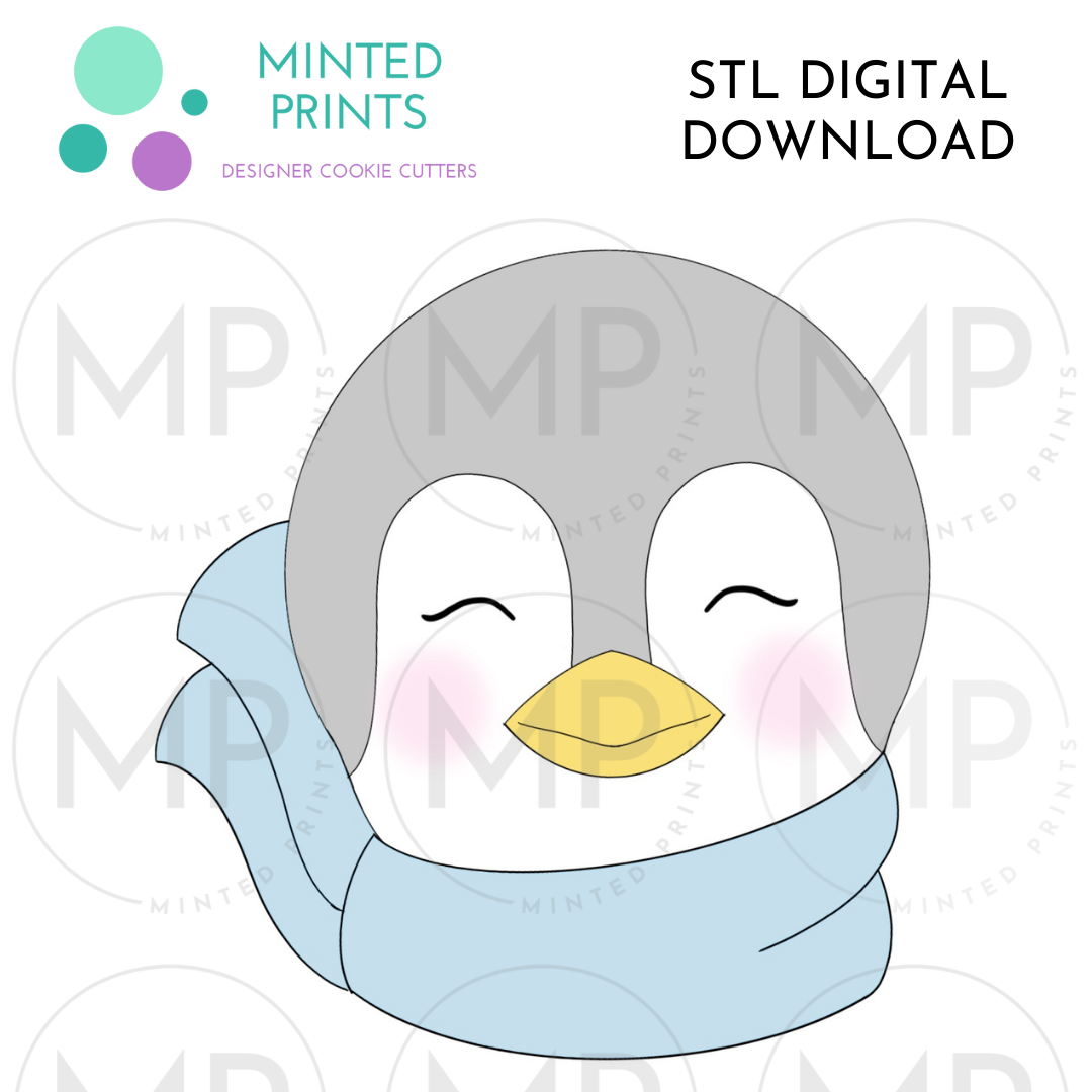 Penguin in Scarf Cookie Cutter STL DIGITAL DOWNLOAD