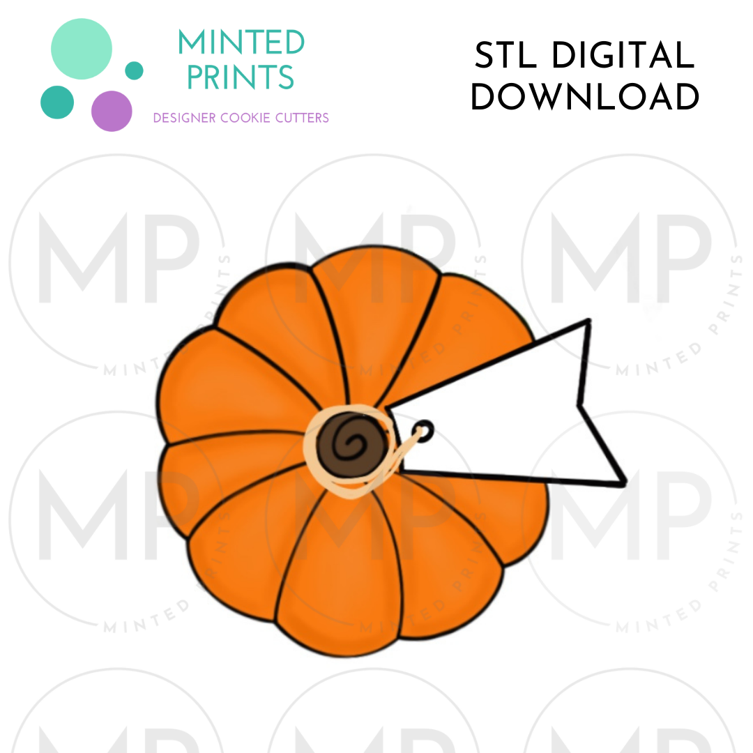 Pumpkin Top with Tag Cookie Cutter STL DIGITAL DOWNLOAD