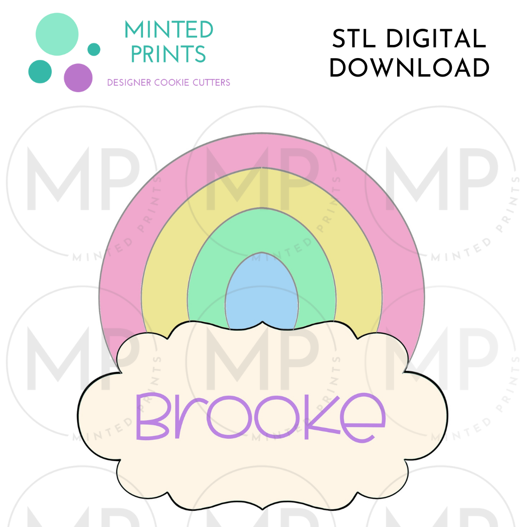 Rainbow Brooke Plaque Cookie Cutter STL DIGITAL DOWNLOAD