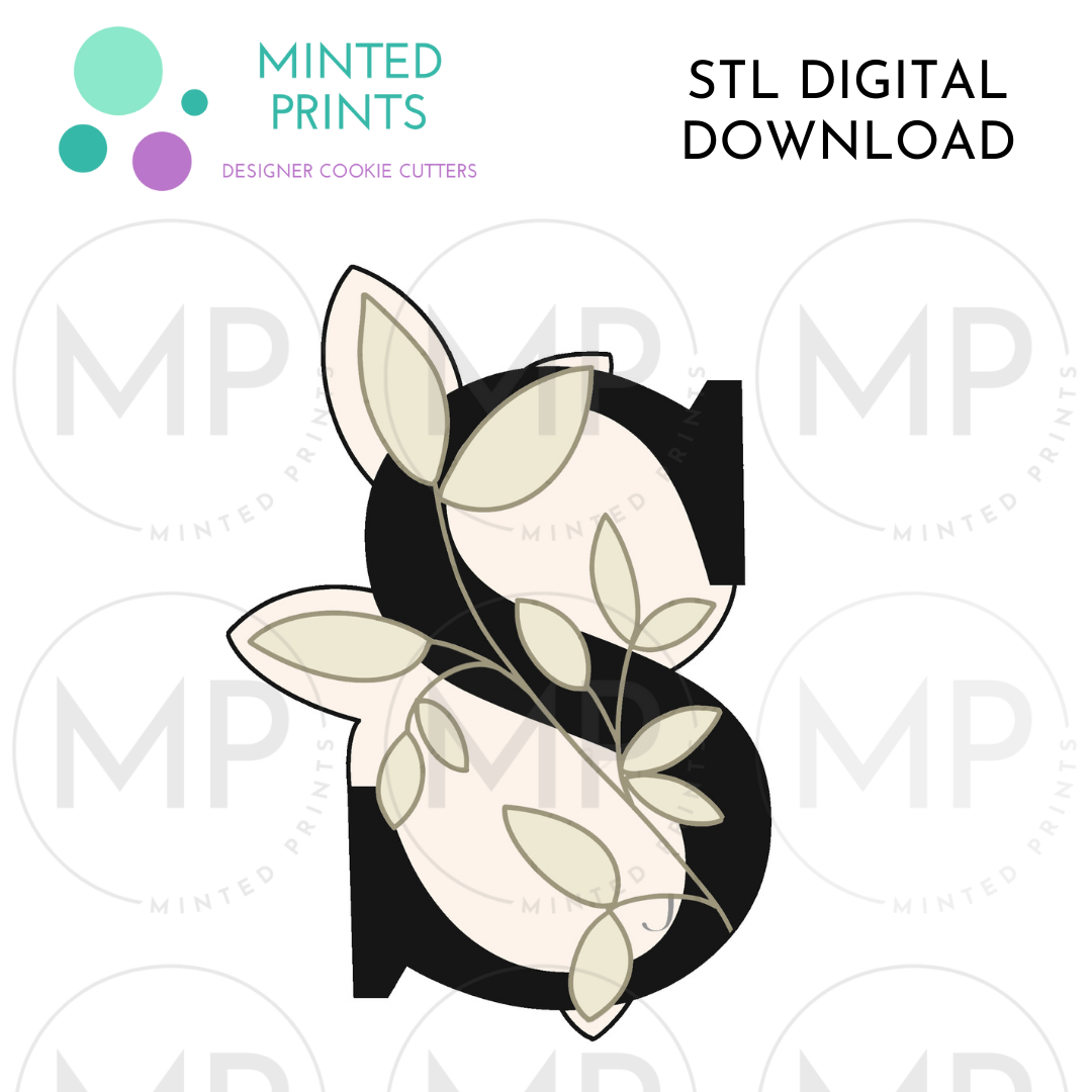 Leafy Letter S Cookie Cutter STL DIGITAL DOWNLOAD