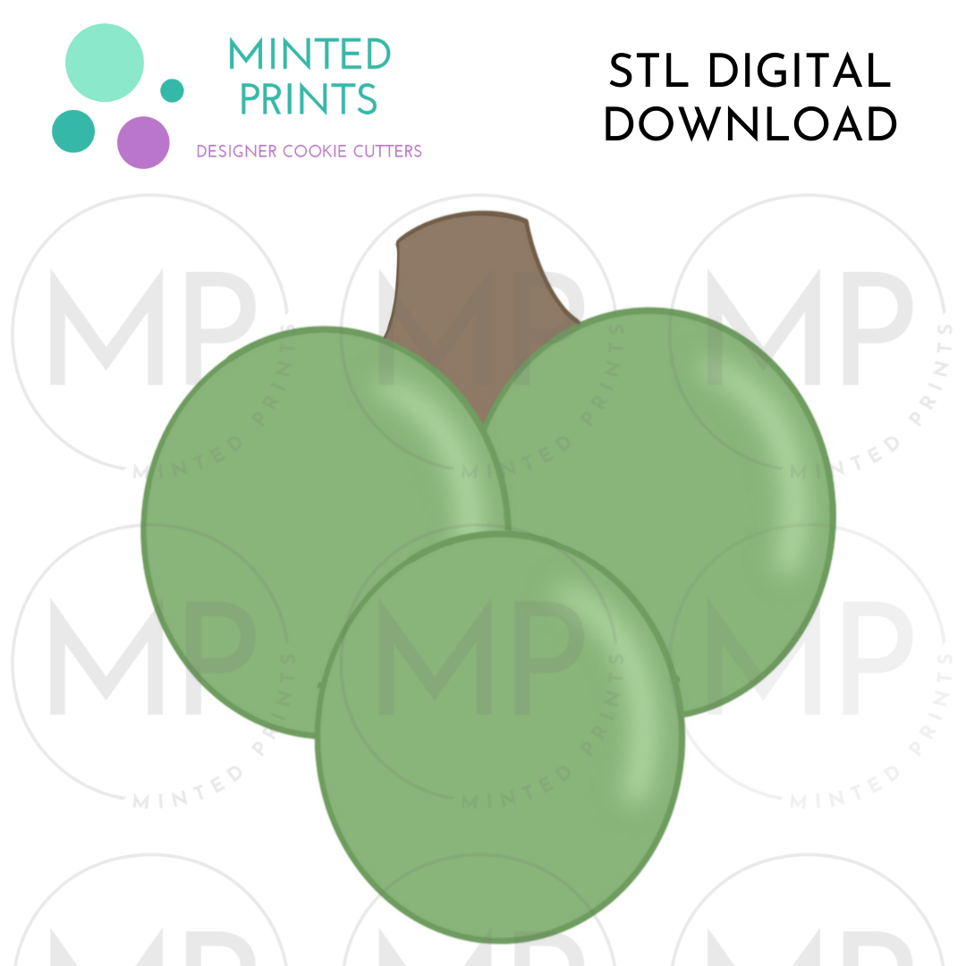 Small Grapes Cookie Cutter STL DIGITAL DOWNLOAD