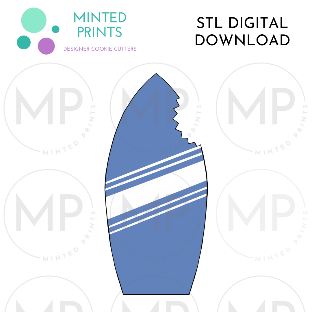 Surfboard with Shark Bite Cookie Cutter STL DIGITAL DOWNLOAD