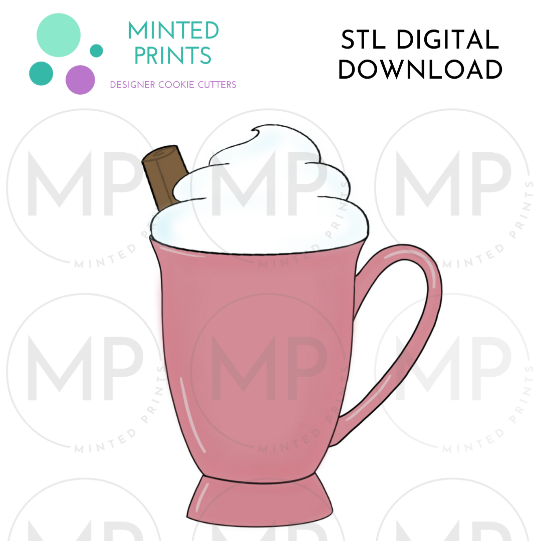 Tall Mug with Whip Cookie Cutter STL DIGITAL DOWNLOAD