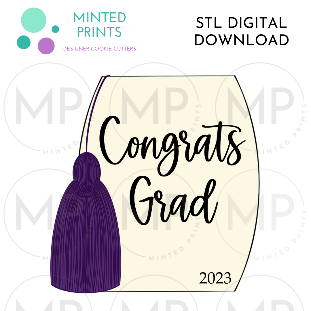 Tassel Plaque Cookie Cutter STL DIGITAL DOWNLOAD