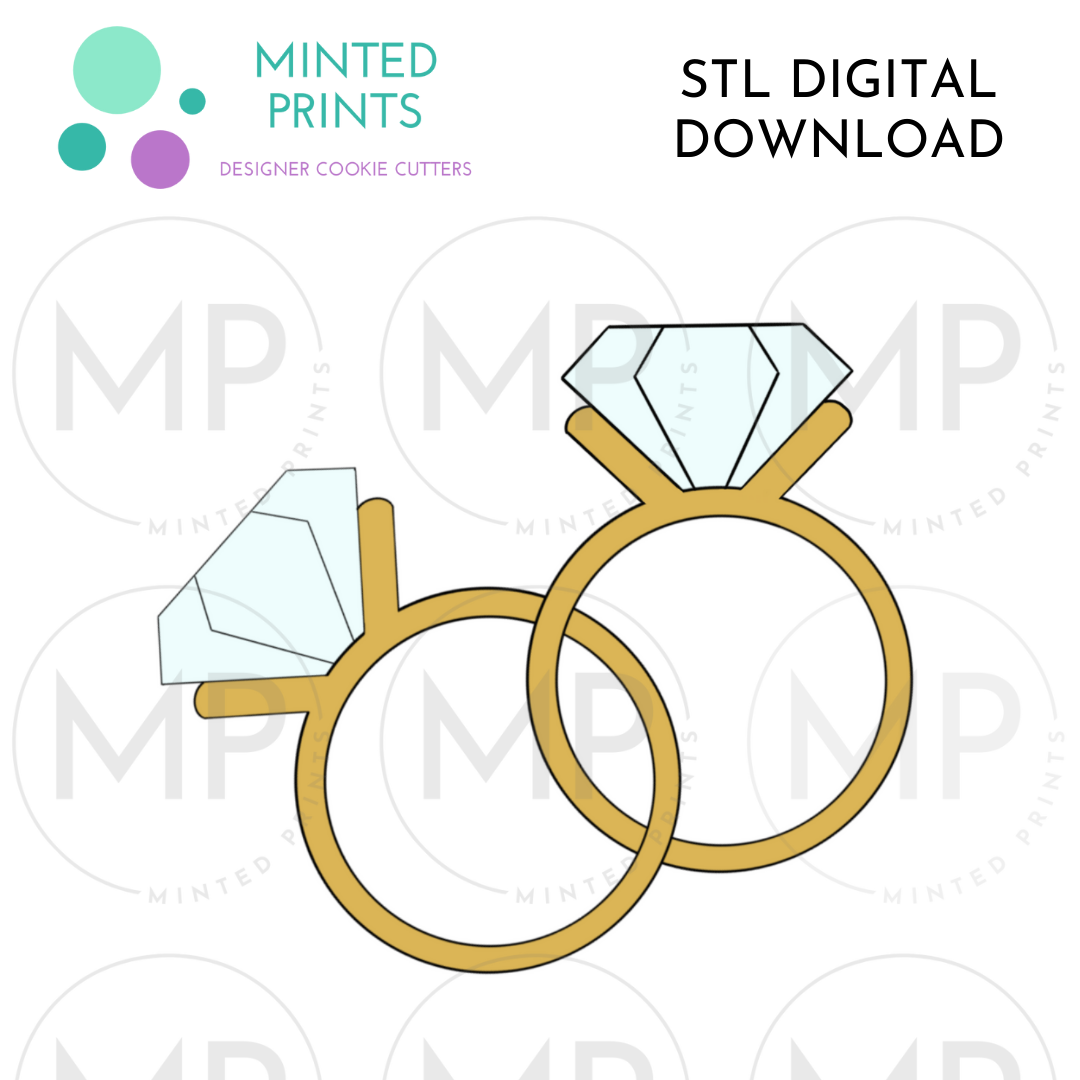 Two Diamond Rings Cookie Cutter STL DIGITAL DOWNLOAD