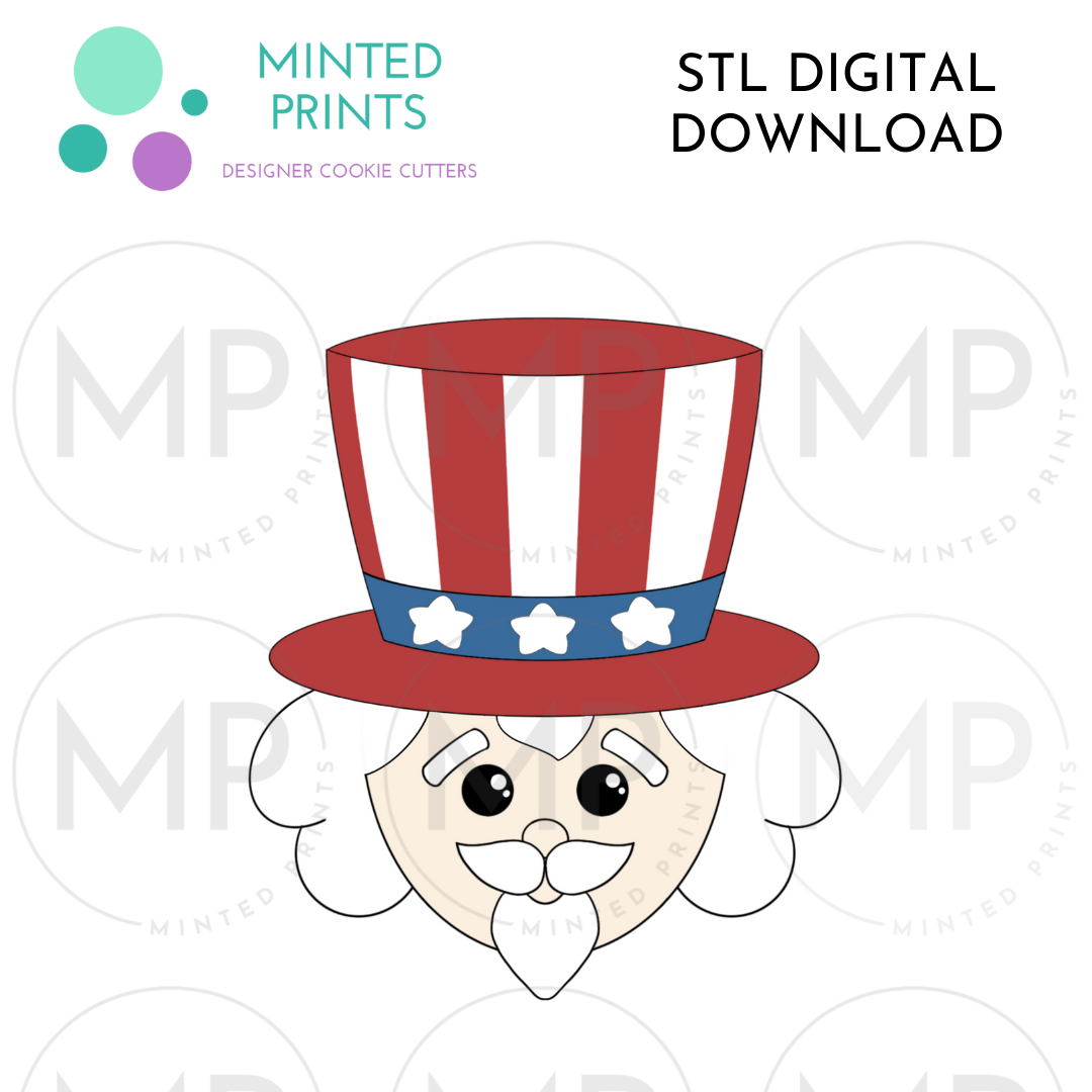 Uncle Sam Cookie Cutter STL DIGITAL DOWNLOAD