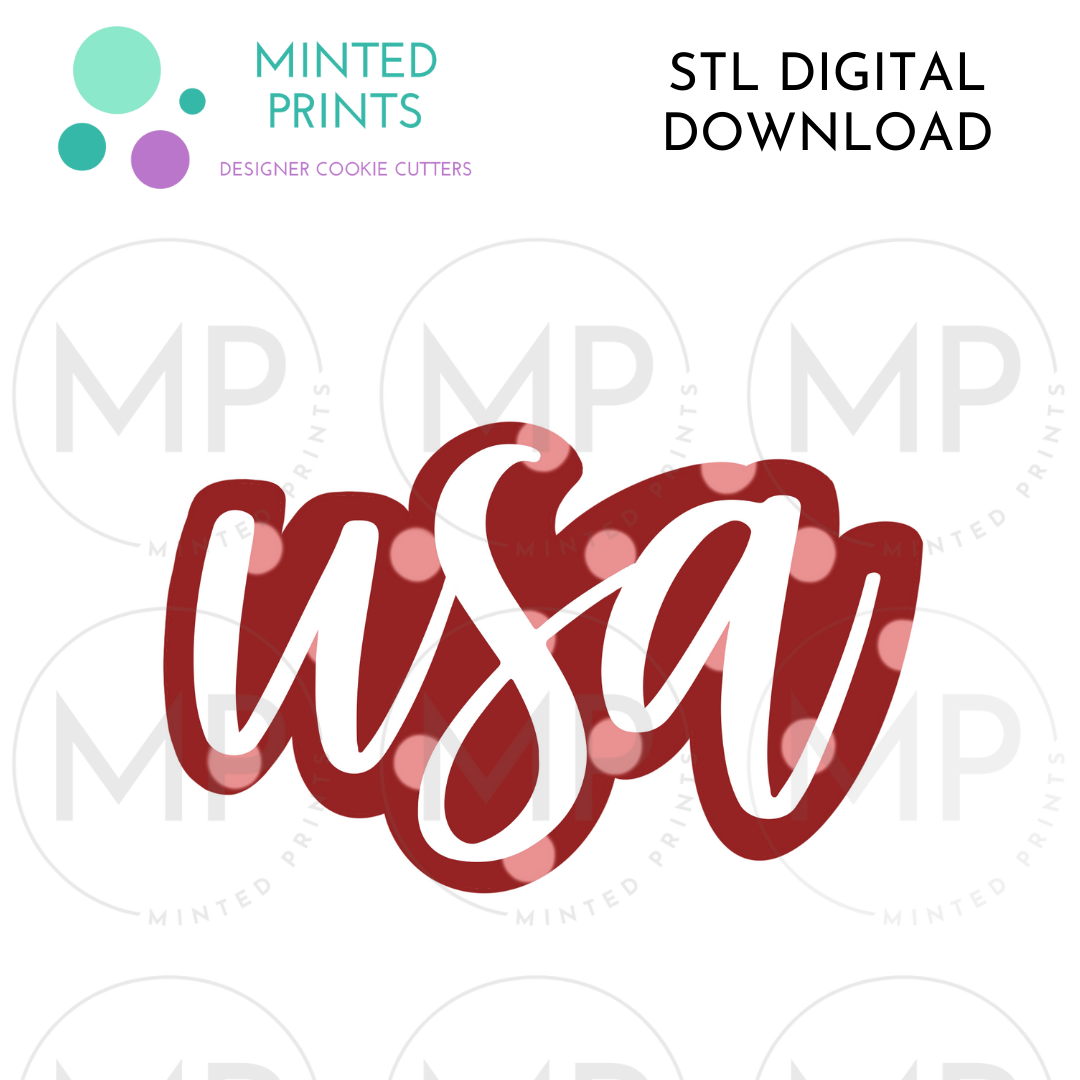 USA Script Cookie Cutter STL DIGITAL DOWNLOAD