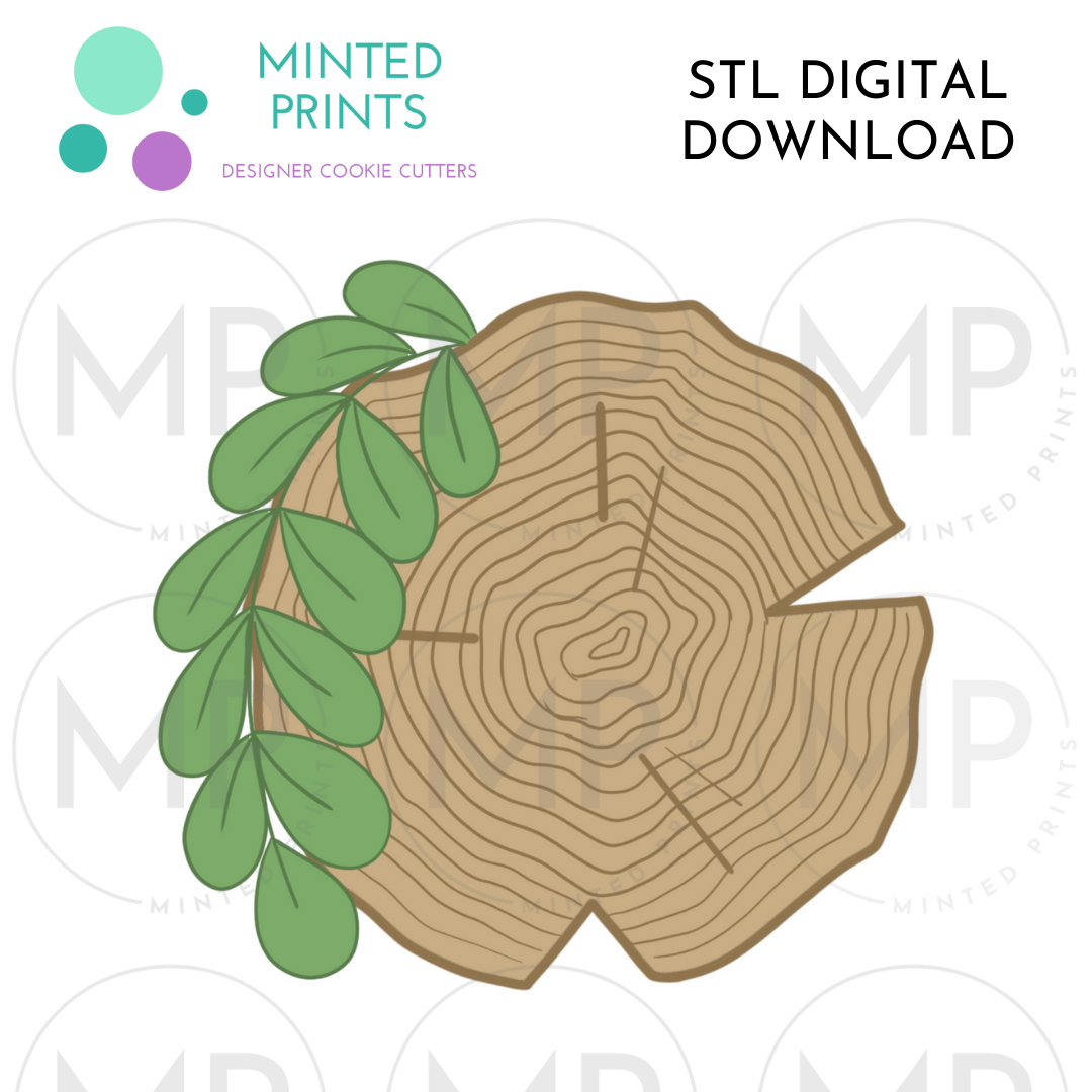 Floral Wood Stump Cookie Cutter STL DIGITAL DOWNLOAD