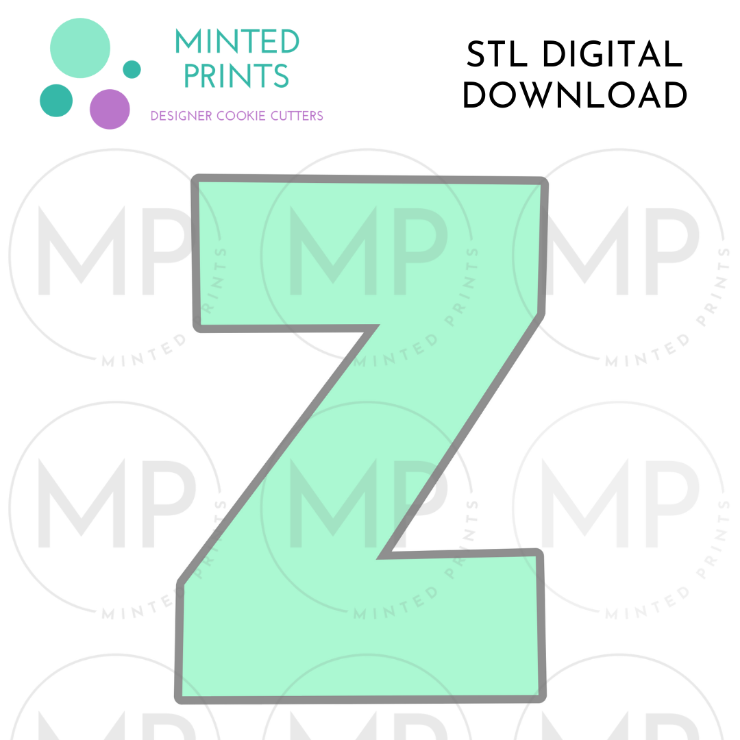 Letter Z Cookie Cutter STL DIGITAL DOWNLOAD