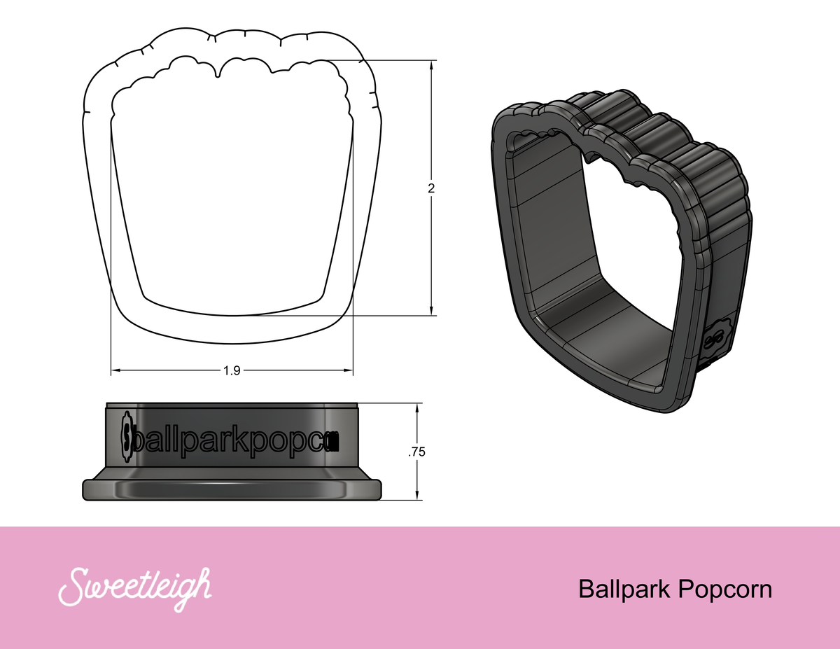 Ballpark Popcorn Cookie Cutter